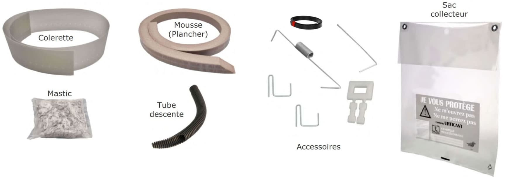 Détail du kit Écopiège SOLU’PIN version ressort avec sac collecteur transparent